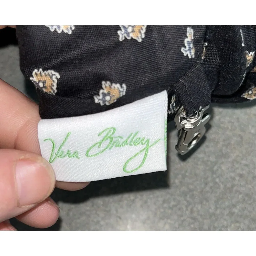 Vintage Vera Bradley Retired Classic Black Red‎ Grey Tan Accents Drawstring Bag